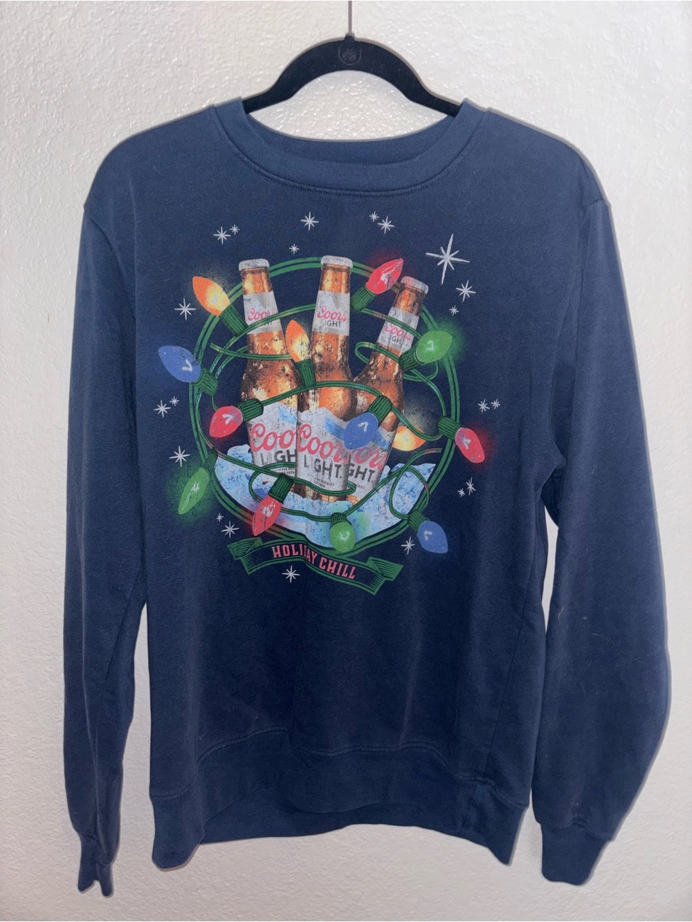 Coors Light Navy Holiday Chill Crewneck Sweatshirt
